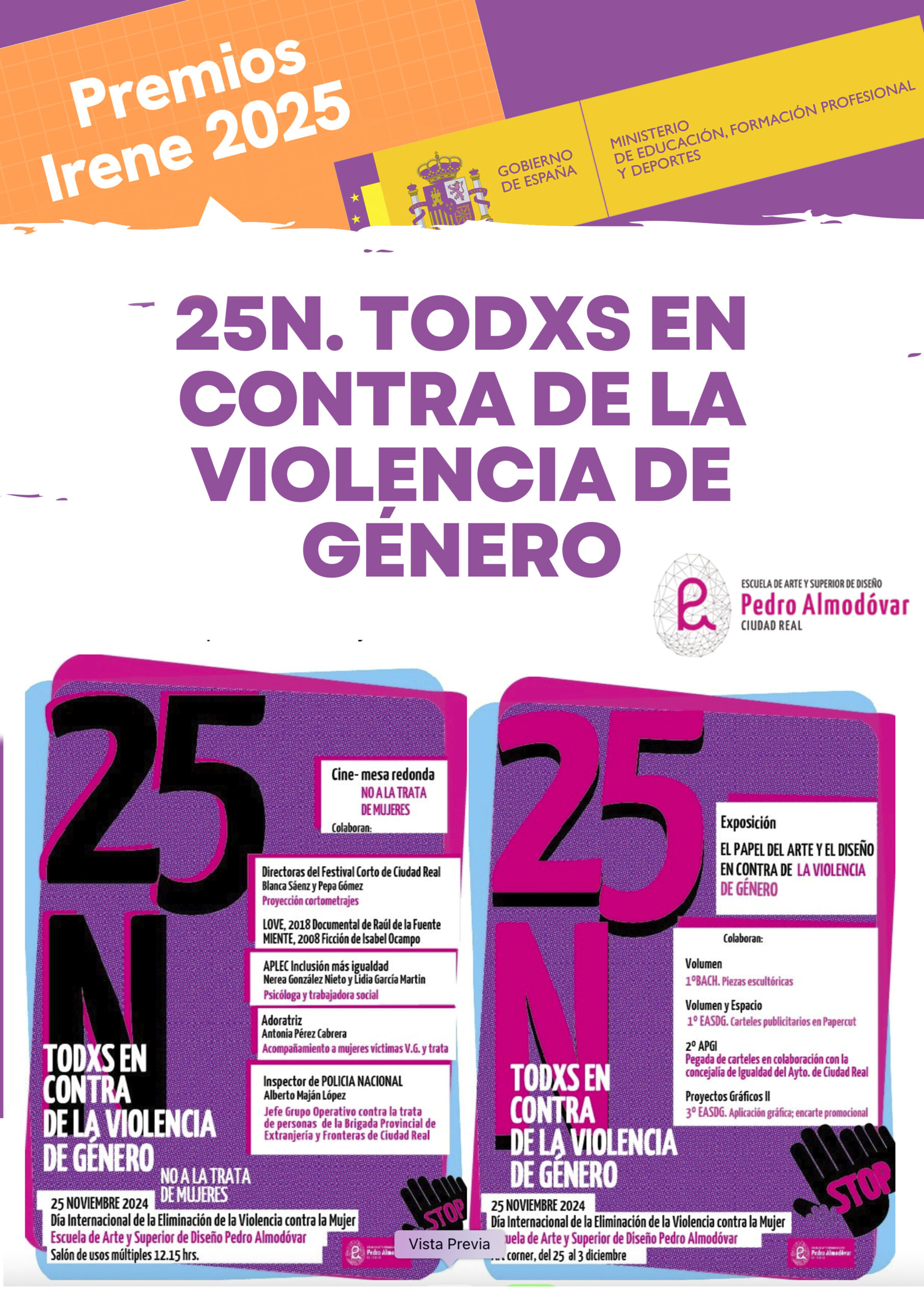 2do Premio Nacional Irene 2025 para la EASD Pedro Almodóvar